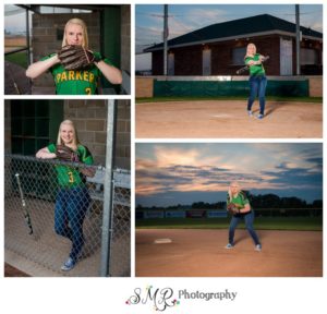 senior girl, softball, dug out, second base, sunset