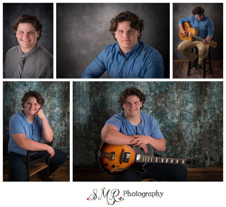 Senior guy, yearbook, casual, guitar