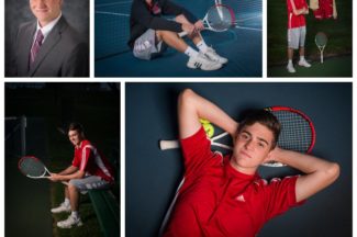 senior guy, yearbook photo, tennis, tennis court, letterman jacket, tennis racket