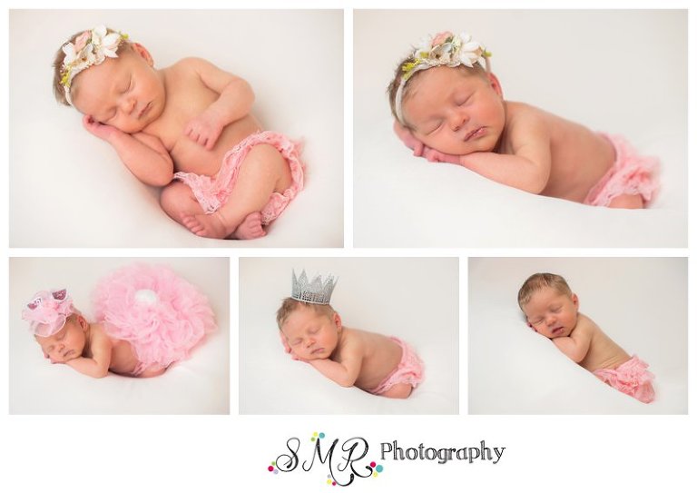 baby girl, newborn, pink, ruffle bunny, flowers, crown